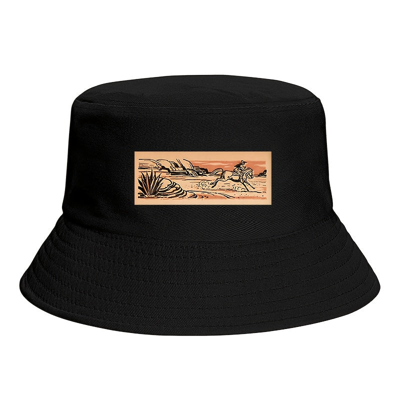Vintage Western Cowboy Hat - Wide Brim Sun Protection, Breathable Lightweight Polyester Outdoor Camping, Fishing, Ranch - Classic Black Bucket cap for Men & Women, Fishing Gear, Rustic Design, Durable Construction, Unisex Hea
