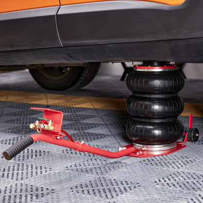 Happybuy Air Jack, 3 Ton/6600 Lbs Capacity, Triple Bag, Includes Six Steel Pipes, Elevates to 17.7 Inch/450mm, Quick 3-5 Second Lift, Pneumatic Jack with Extended Handles for Vehicle, Garage