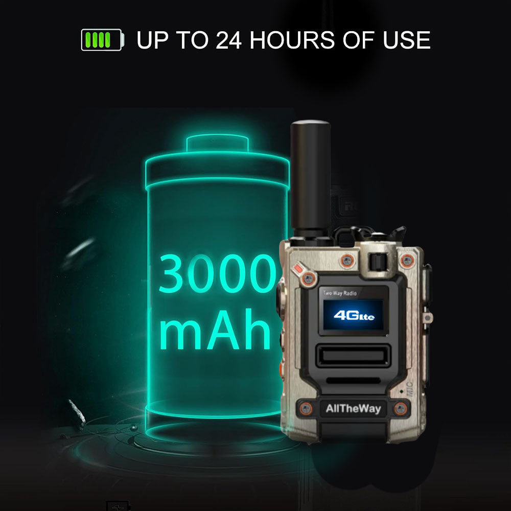 2-pieces AllTheWay metal color long-distance global walkie talkie, two-way communication, ultra long battery life, equipped with 1 SIM card per unit, 2G/3G/4G/5G, 5000KM extended distance, suitable for work site and long-dist