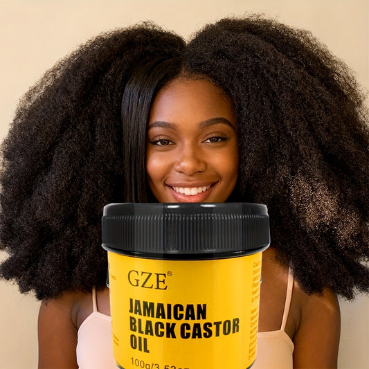 GZE JAMAICAN Black Castor Oil Pure Cold-Pressed for Hair Skin Moisturizing and Scalp Care - Jamaican Castor Oil for Hair, Eyelash and Eyebrow Strong Hair Large Hair Density for Both Hair & Eyelash