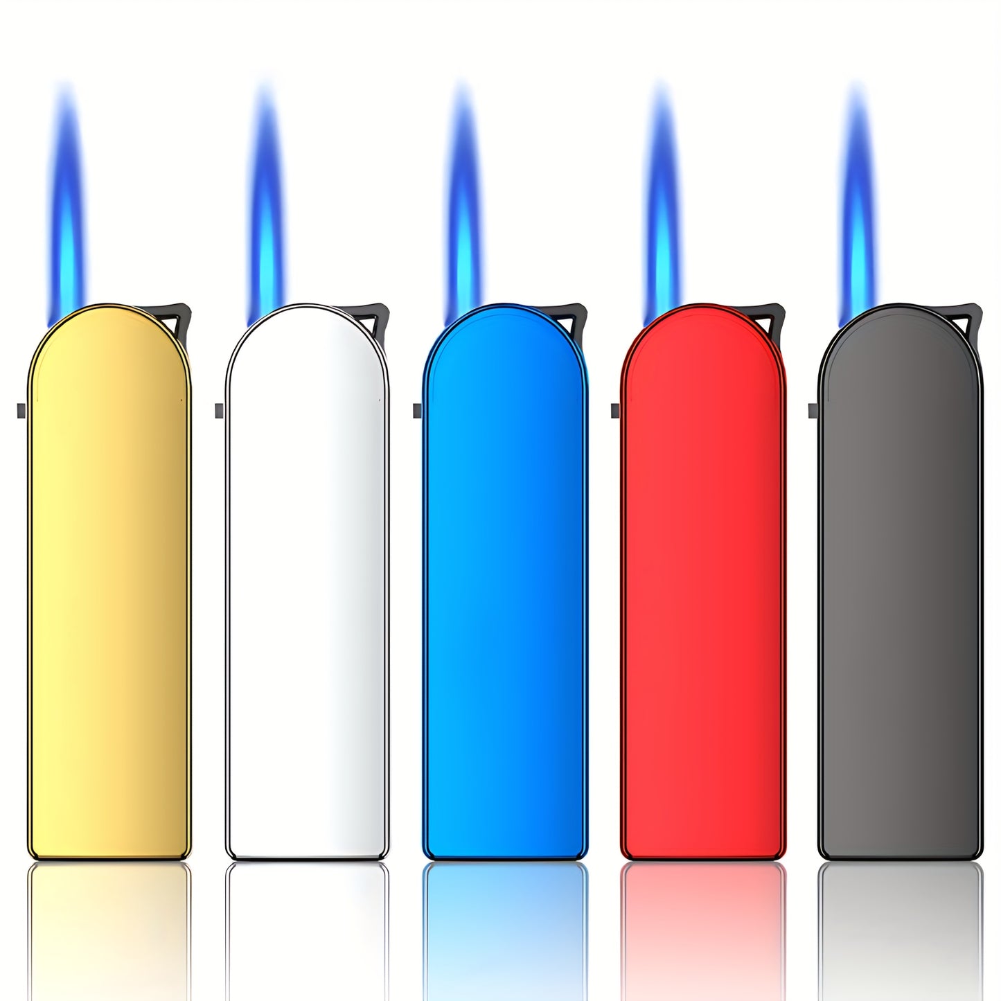 1pc/5pcs Lighter, Butane Lighter, Windproof Lighter, Straight Blue Flame Lighter, Portable Lightweight Lighter, Refillable, Suitable for Precise Ignition, Household/Wedding/Party Candle Lighter