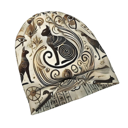 Egyptian Hieroglyphic Beanie Hat - Ancient Egyptian Symbols & Pharaohs Design, Lightweight Stretchable Unisex Skull with & Scarab Beetle Motifs, Soft Fit for &, History-Themed Accessory