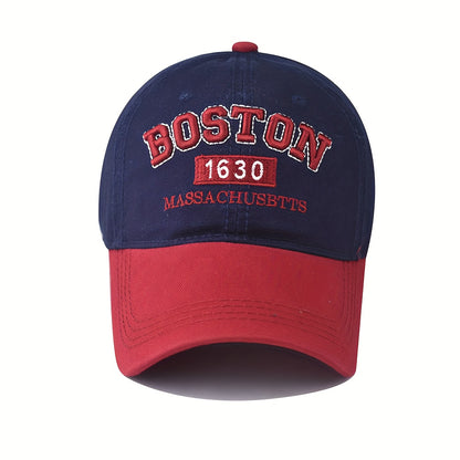 Boston Lettering Baseball - Adjustable Snapback Hat with Curved Brim, Lightweight All-Season Outdoor Sports & Casual Wear, / Color Options