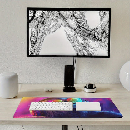 Large Gorilla DJ Mouse Pad & Desk Mat - Non-Slip Washable Rubber Base, Neon Gorilla Headphones & DJ Turntable Design, Gaming/Office Computer Mat for PC/Laptop, Durable Desk Accessory for Music Producers & Tech Enthusiasts