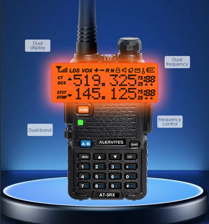 2-Pack ALERVITES Multi-Band Ham Radio Handheld - Remote Walkie-Talkies with AT-5RX Upgrade Technology, Portable Two-Way Radios for Adults, Camping, Hiking, Travel, Frequency Copy, Airband Compatible, USB Rechargeable, Black,