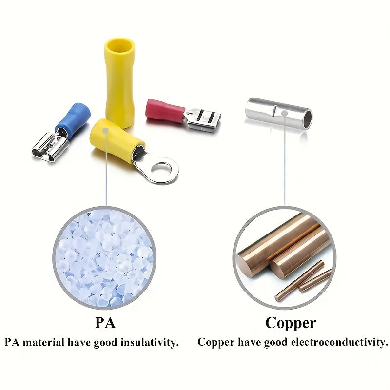 300pcs Electrical Wire Crimp Connector Kit Featuring Insulated Copper Terminal Blocks With Ring, Fork, And Spade Connectors. Ideal For DIY Wiring And Repairs, This Kit Operates In Uncharged Power Mode And Contains No Electron