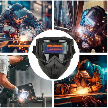 Welding Auto Darkening-Full Face Welding Helmet-Glare Blocking Face Protector, Arc Flash Shield Heat-Insulating Helmet, Eye Protection Gear for Professional Welders-UV IR Protection for Woodworking Metalworking Sanding Mowing