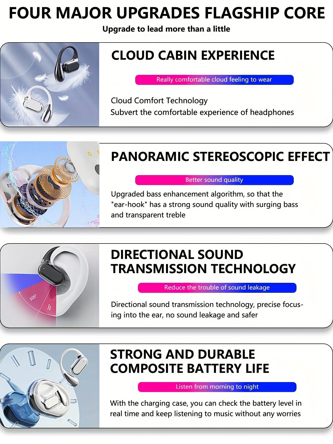 2025 NEW style [Real-Time Translator on-ear Earbuds] Real-Time 2-Way Language Translator none-in-ear Earbuds | 144 Languages, Portable Translation Headset with APP for Music & Calling, for iOS for Android,for Christmas gift