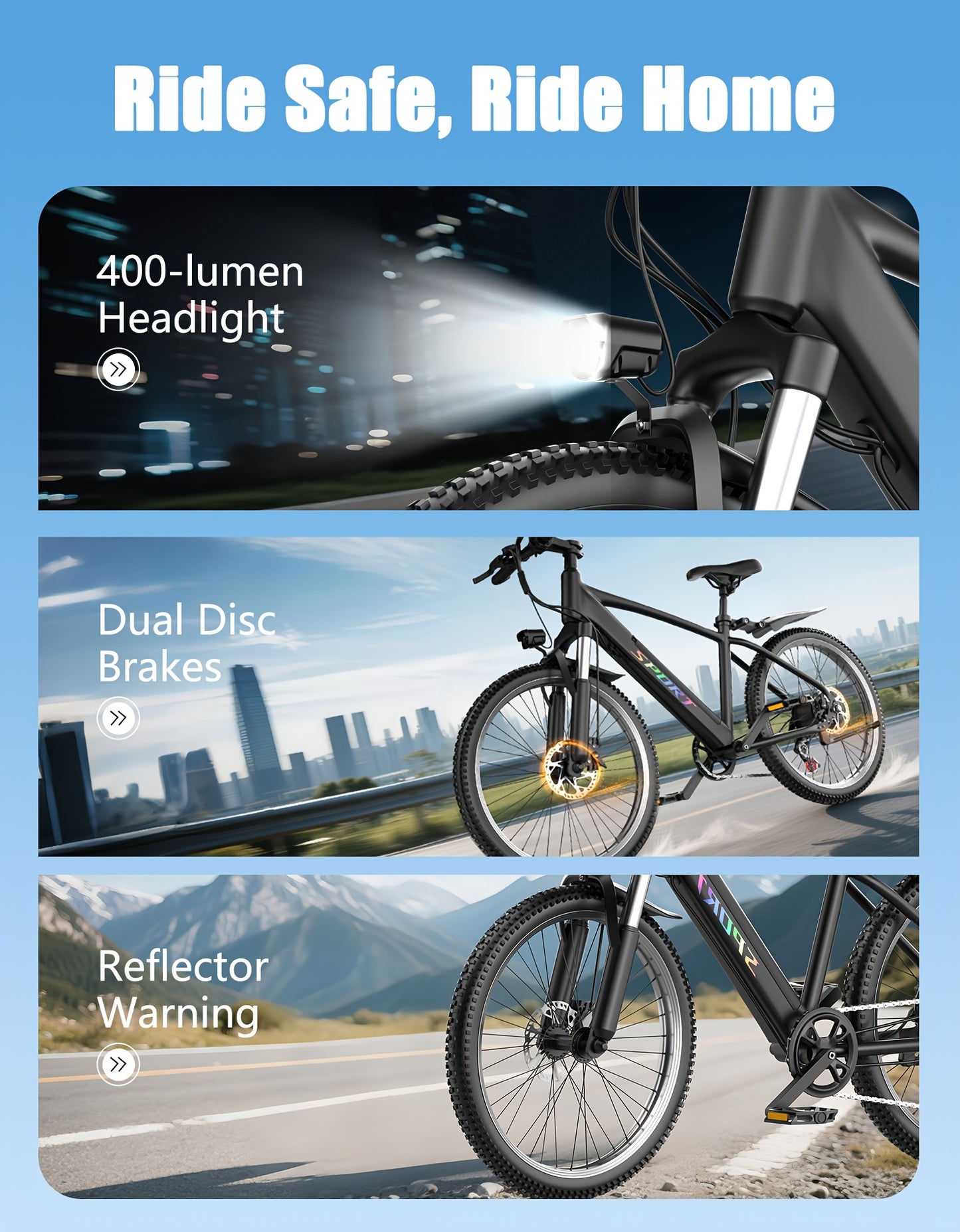 Electric Bike For Adults, 749W Motor Peak Ebike, 480Wh Removable Battery E Bike, Max 45Miles 25MPH, 26" Electric Mountain Bike, 7-Speed & Front Suspension, Electric Bicycle For Commute