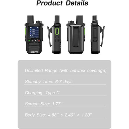 4 pieces global long-distance walkie talkie | LED flashlight, Type-C fast charging, including SIM card | preferred for construction, fleet, and camping travel, solving communication problems for construction and camping teams