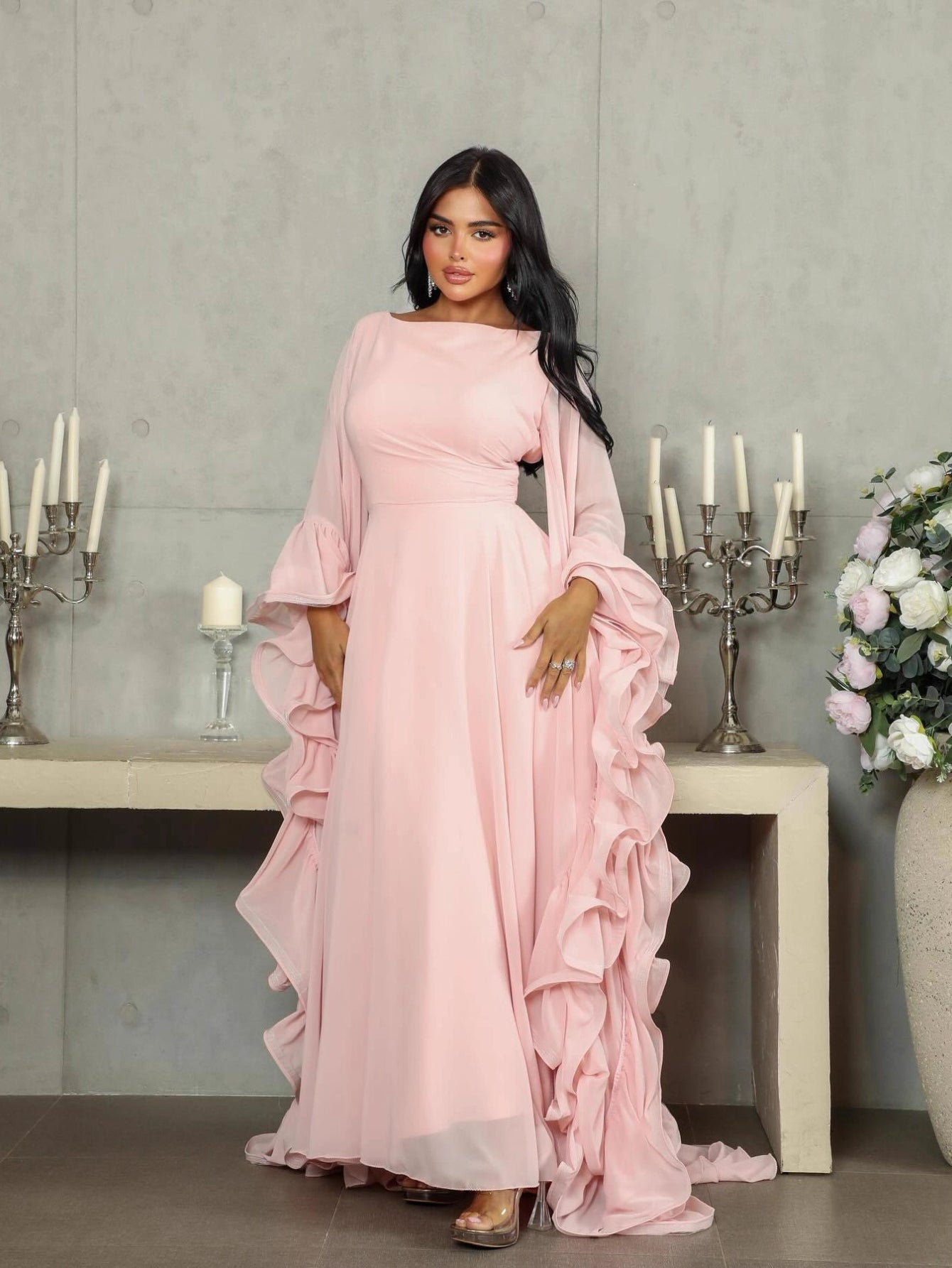 Flared Puff Tulle Dress Evening Gown
