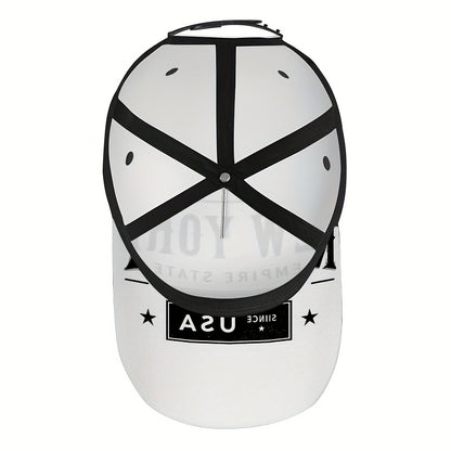 1pc 2D NewYorkBadge Print Baseball Cap - Polyester Adjustable Snapback with Full-Body Vibrant Design, Ideal for Outdoor Sports, Running & Casual Streetwear.