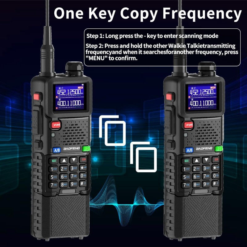 Baofeng Radio Ham Radio Long Range 5RM 10W Handheld NOAA Weather Radio 3800mAh Rechargeable Walkie Talkies for Adults with Programming Cable USB C Charging for Hunting Survival Gear 2 Pack
