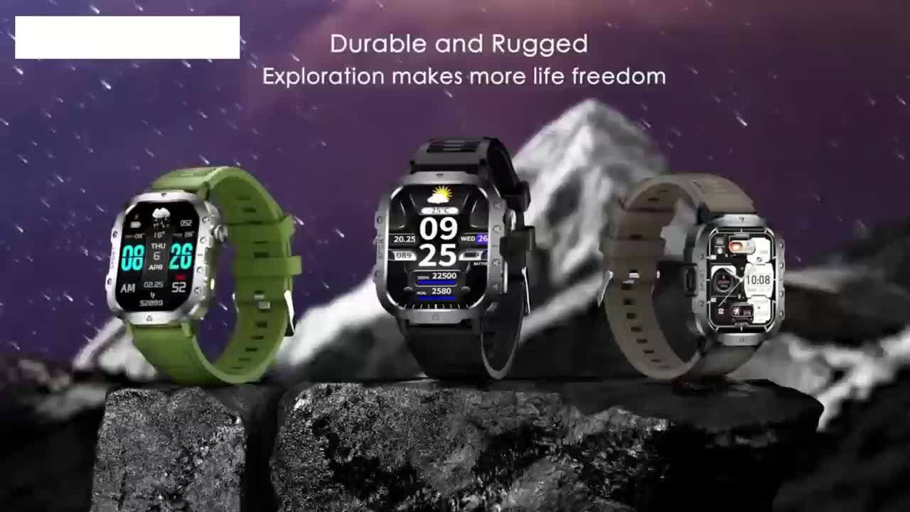 New Smart Watch 2.01 inch Large Screen LED Flashlight Outdoor Sports Watch Altimeter Barometer 100+Sports Mode Multimedia Information Viewing Weather Pedometer Fitness Tracker Compatible with Android for iphone Perfect Holida
