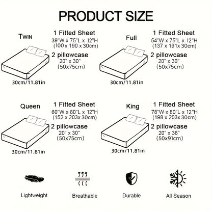 3pcs Comfortable Egyptian Hieroglyphics Theme Bed Fitted Sheet Set - Soft High-Definition Digital Print, Soft, Breathable 100% Polyester, Perfect Gift, All-Season Family And Friends Gift