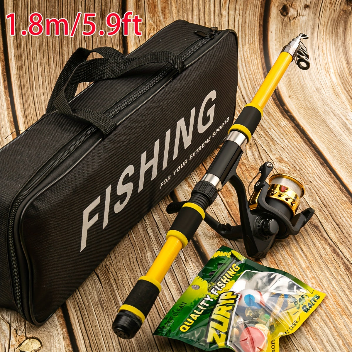 Surf/ Boat Fishing Combo Kit: 6ft/ 7ft Hi-Visibility Rods, Pre-Spooled Reel and 12 T-Tail Lures | Lockable Sections, All-Levels Travel Gear for Beginners and Pros