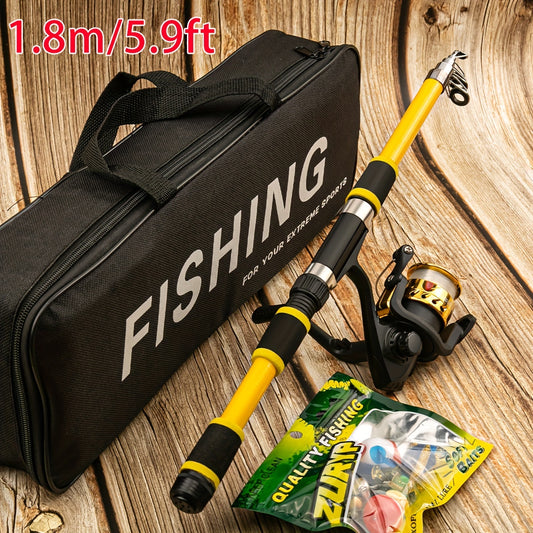 Surf/ Boat Fishing Combo Kit: 6ft/ 7ft Hi-Visibility Rods, Pre-Spooled Reel and 12 T-Tail Lures | Lockable Sections, All-Levels Travel Gear for Beginners and Pros