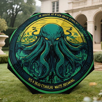 1pc Automatic Cthulhu Horror Umbrella - Auto-Open/Close with Cthulhu Tentacle Design, 8-Rib Compact Folding Umbrella for Men & Women, Lovecraftian Gift for Halloween, Christmas, Birthdays (, One-Touch Operation)