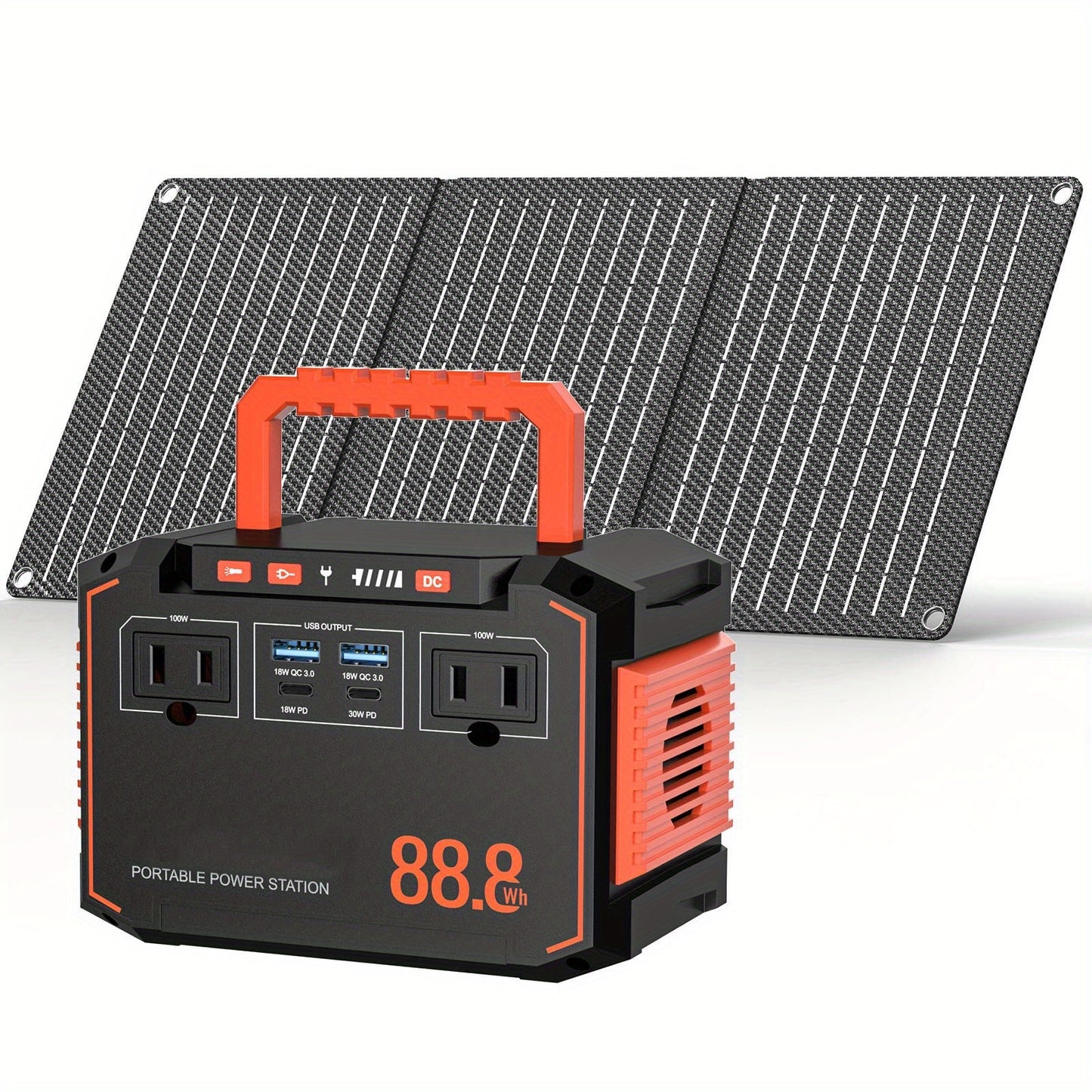 Portable Power Station 240/111/88/83Wh With 60/40/30/21W Solar Panels With AC Outlet 110V(3*USB A, 2*USB C, 2*AC, 2*DC) Solar Generator For Travel Home Emergency Hurricaneth