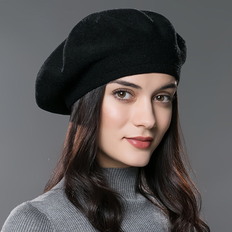 Women'S Winter Warm Fleece Beret Hat - Soft Warm Beanie with Elastic Band, Lightweight & Cozy for Christmas, Everyday & Formal Events - Machine Washable
