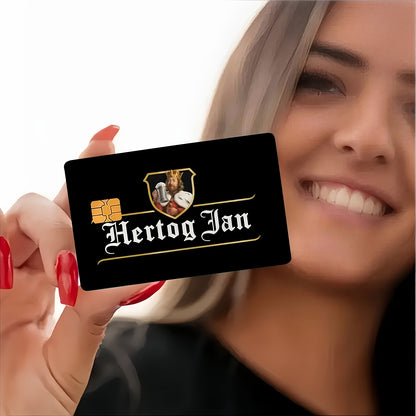 2pcs Funny Hertog Jan Royal Beer Waterproof Sticker Credit Card Light Beige Cover, Ultra-Thin, High-Quality, Scratch-Resistant, Suitable for Credit Cards, Bank Cards, Transit Cards, Removable Self-Adhesive for Most Cards, Ide