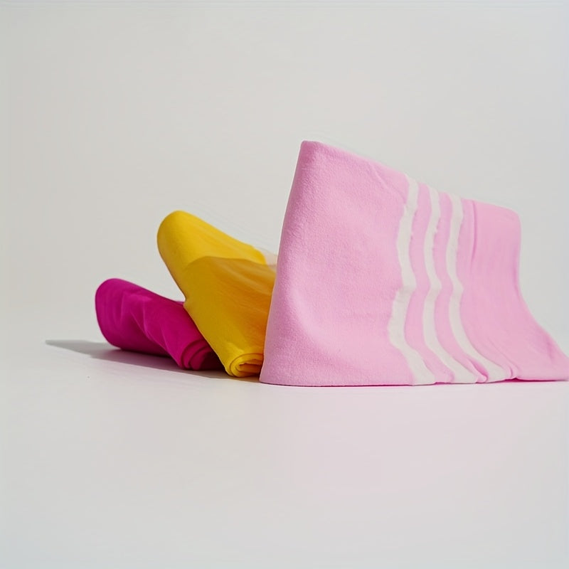 Five Pairs of Thin Velvet Over-the-knee Socks in Rose Red, Pink, Bright Yellow, Solid Colors, and Stripes. Smooth Nylon, Comfortable and Cute. Suitable for Students, Dance, Skating, and Other Activities, for Teenager