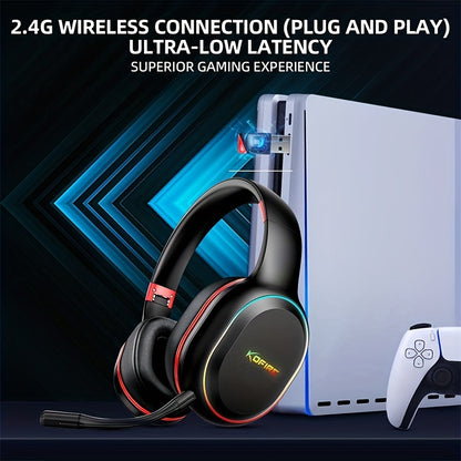 [Wireless Gaming Headset] UG-05 2.4GHz Wireless Gaming Headset | Ultra-Low Latency Technology + Immersive Vibration Feedback | 30H Battery Life Over-Ear Design | Detachable Microphone + High-Speed Wireless Adapter | Dynamic R