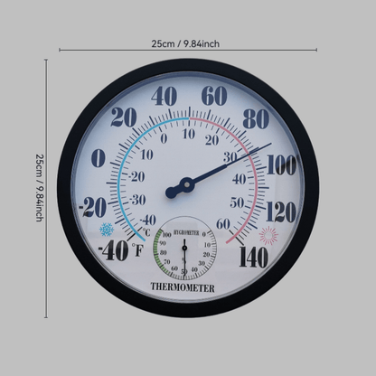 1pc 25cm Dual-Panel Thermometer with Black Frame - Accurate Temperature & Humidity Measurement, Stylish American Design, Durable Acrylic, Ideal for Home, Office, and Indoor Use, Office Decor | Modern Wall Clock | Durable Acry