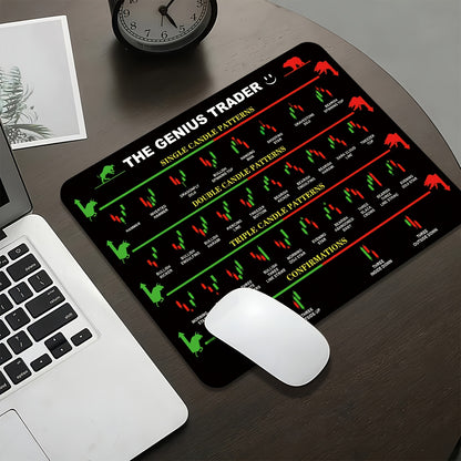 1pc Black Extra Large Mouse Pad Durable Stock Trading Candle Chart & Pattern Memo Pad Laptop Office Keyboard Mat Desk Mat High-Definition Print - Back Rubber Non-Slip Edge Precision Stitching XL XXL - Suitable for Home Office