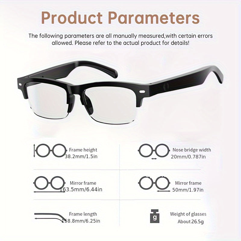 New Fashionable Intelligent Color Changing Glasses, with Automatic Dimming Lenses, Anti Blue Light Function, Built-in Microphone, Intelligent Voice Calling, Open Clear Sound, Wireless Connection, Comfortable Wearing for Busin