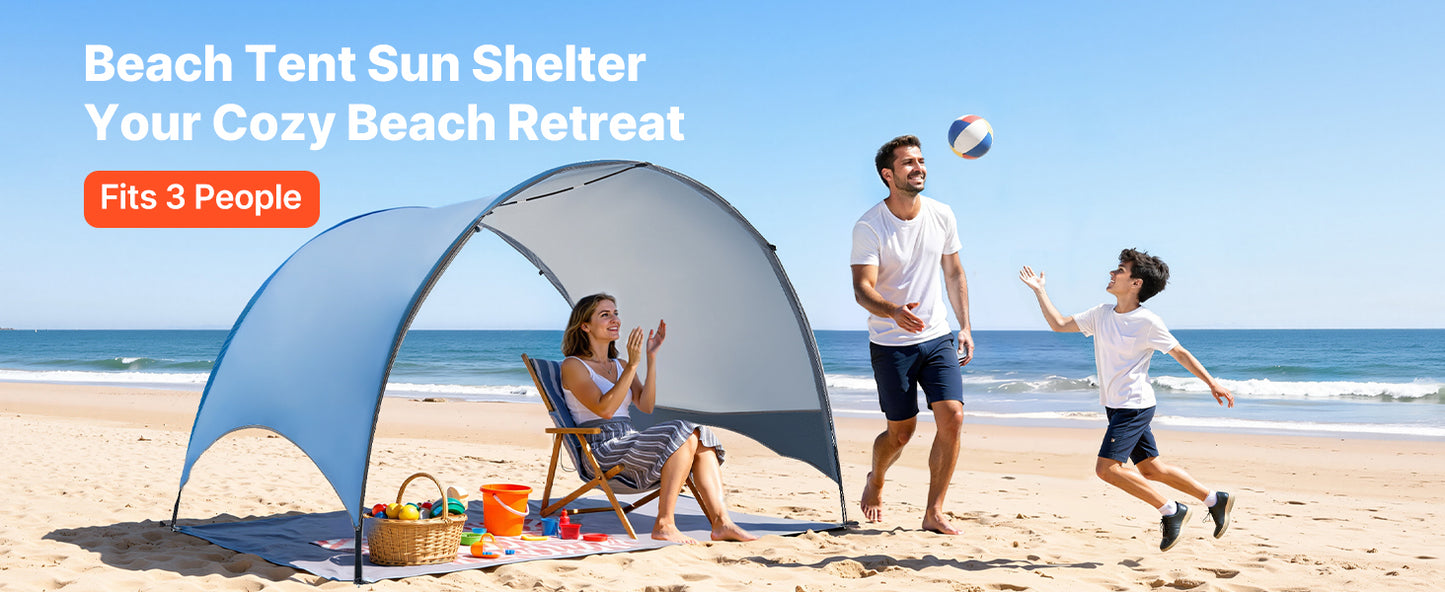 SucceBuy Beach Tent Sun Shelter for 3/4 Person UPF 50+ Protection Portable Sun Shade Canopy for Camping Fishing Outdoor Picnic