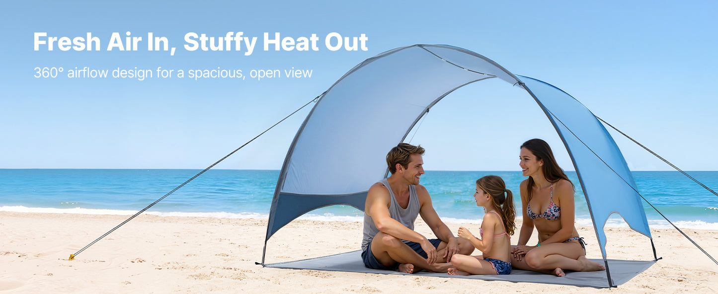 SucceBuy Beach Tent Sun Shelter for 3/4 Person UPF 50+ Protection Portable Sun Shade Canopy for Camping Fishing Outdoor Picnic