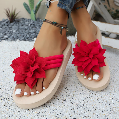 Women'S Plus-Size Floral Slip-Ons - Breathable Fabric with a Pink Flower Design, Comfortable Flat Soles Suitable for Indoor And Outdoor Walking, Home, And Casual Wear.