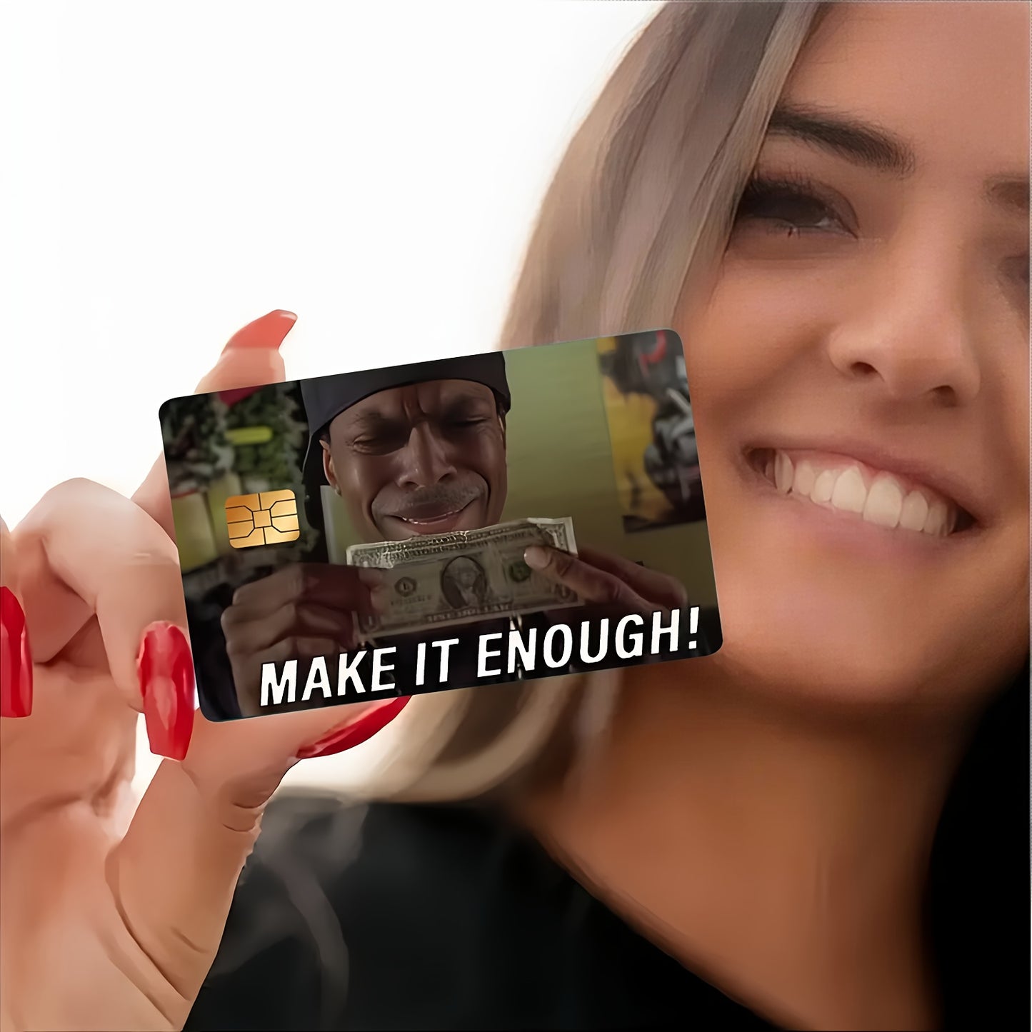 MAKE IT ENOUGH! Fun Waterproof Stickers for Credit Card Beige Covers, Ultra-Thin, High-Quality, Scratch-Resistant, Suitable for Credit Cards, Bank Cards, Bus Cards, Removable Self-Adhesive for Most Cards, Ideal Gift for Frien