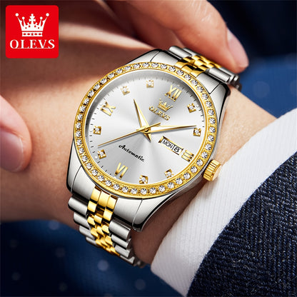 OLEVS New Casual Fashion Stainless Steel Automatic Mechanical Watches for Men Top Brand Luxury Original Business Men's Wrist Watches Classic High Quality Best Selling Men's Watches, Automatic Watches For Men, Automatic Watche