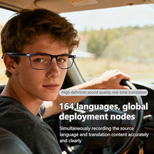 AI Smart Glasses with 164+ Language Real-Time Translation & Chat GPT System, Wireless Smart Glasses with Built-in Mic/Speaker, HD Voice Calls & Music, Magnetic Charging, Long-Lasting Battery, Compatible with Smartphones/Table