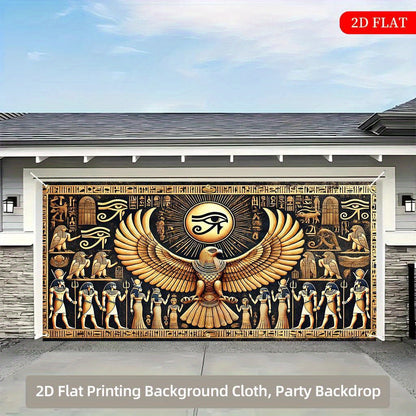 2D Flat, Ancient Egypt Eagle Eye Tapestry - 2D Flat Polyester Wall Hanging with Hieroglyphs & Sphinxes Design, 27.95x61.81inch (70.87x157.48inch) - No Electricity Needed, Large Decorative Art for Indoor/Outdoor, Weddings, Bir