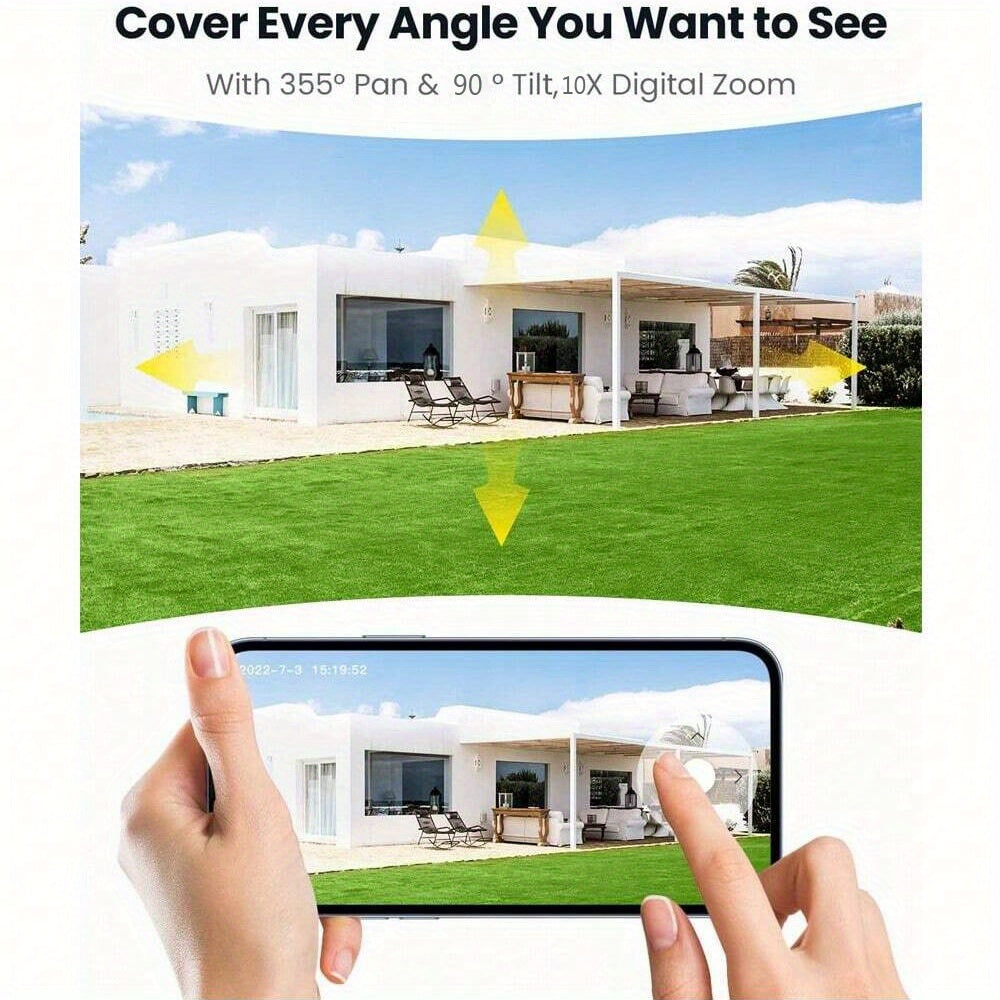 1pc 5MP Smart Solar CCTV, AI Home Monitor with Fall Alert & Emergency Call, Two-Way Talk, Night Vision, Cloud Service – Easy Setup for Bedroom, Bathroom, Living Room, Hall
