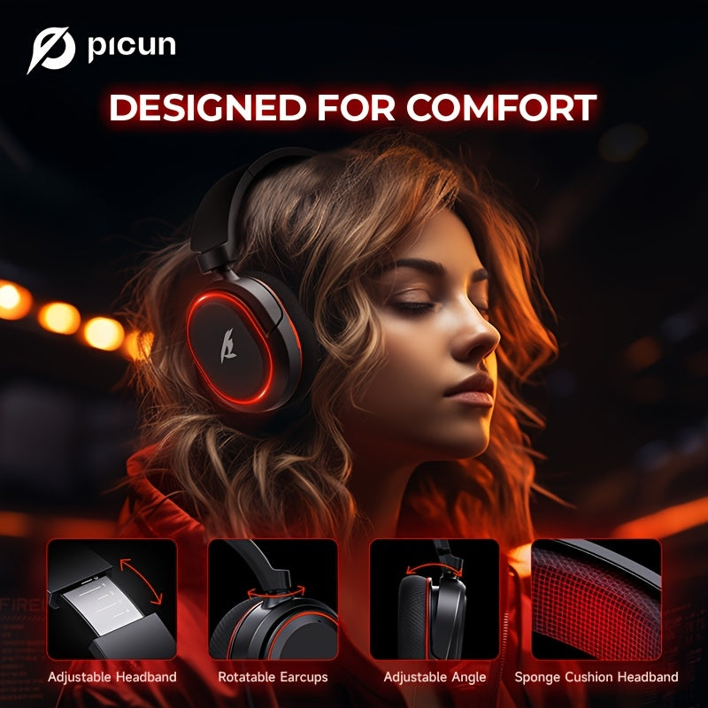 Wireless Gaming Headset with 7.1 Surround Sound, 2.4GHz USB Wireless Gaming Headphones, 100H Battery, Wireless 5.4, ENC Noise Canceling Mic, RGB Light, Wireless Headset for PC PS5 PS4 Mac Switch