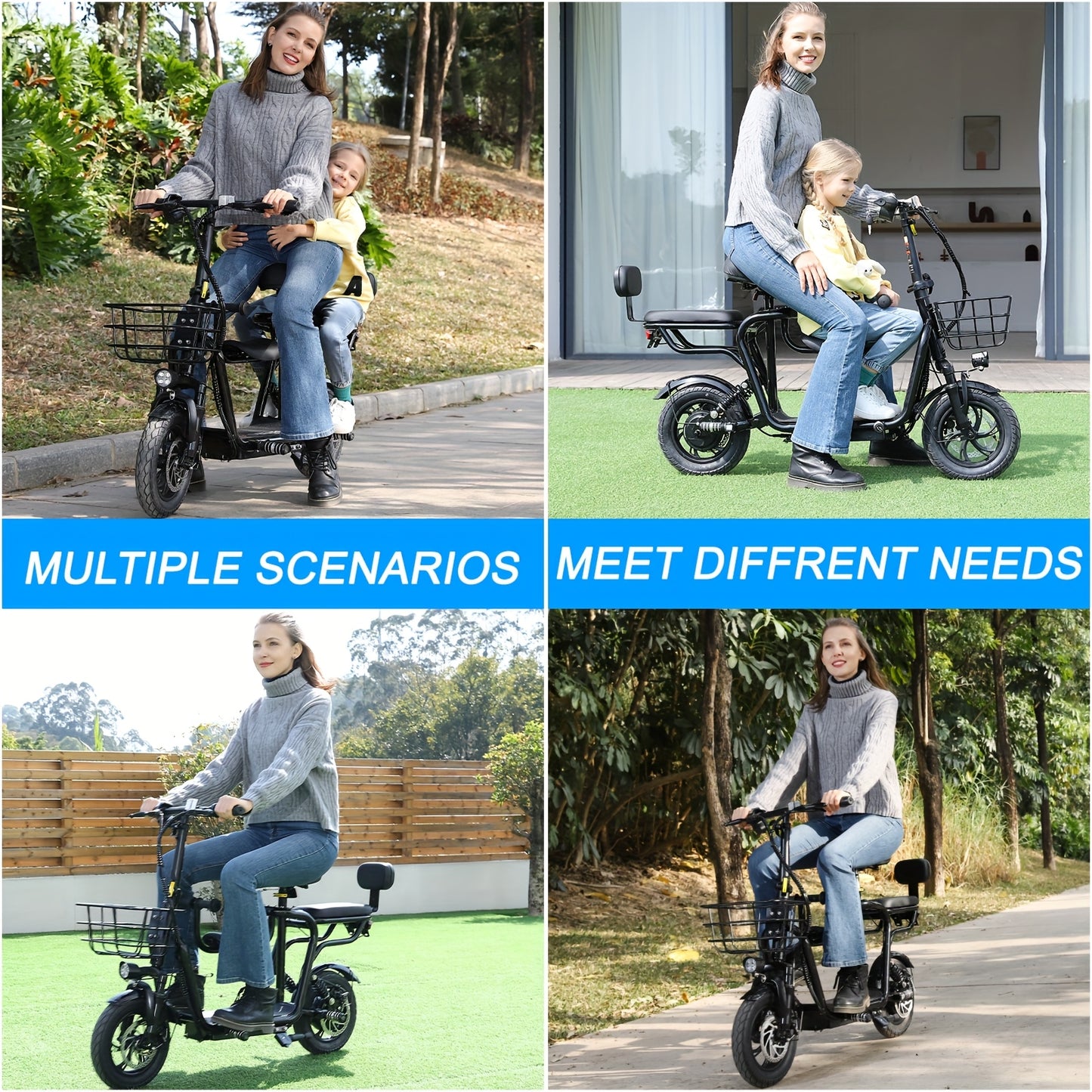 Adult Electric Scooter with Seat - 500W 36V Motor, 20-Mile Range & 18.75 MPH, Adjustable Height & Suspension, Front Brake System, 250 lbs Capacity, 50Hz/60Hz Motor Speeds, Global Voltage 100-240V, Global Plug Compatibility, B