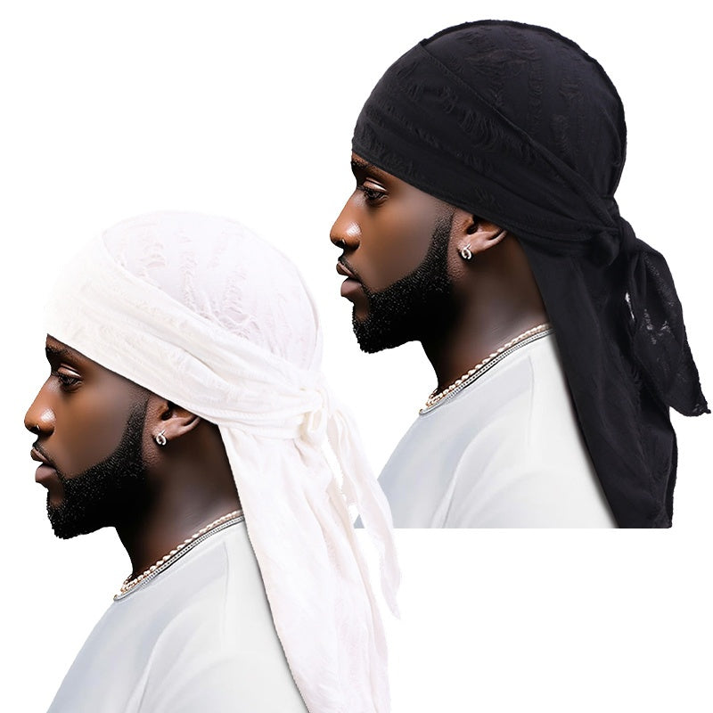 Retro Ripped Bandana - 2pcs Set - Pirate Hat Headband - Men's Bandana - Hip-Hop Singer Turban