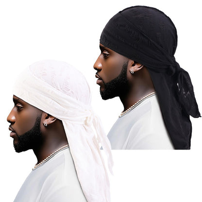 Retro Ripped Bandana - 2pcs Set - Pirate Hat Headband - Men's Bandana - Hip-Hop Singer Turban
