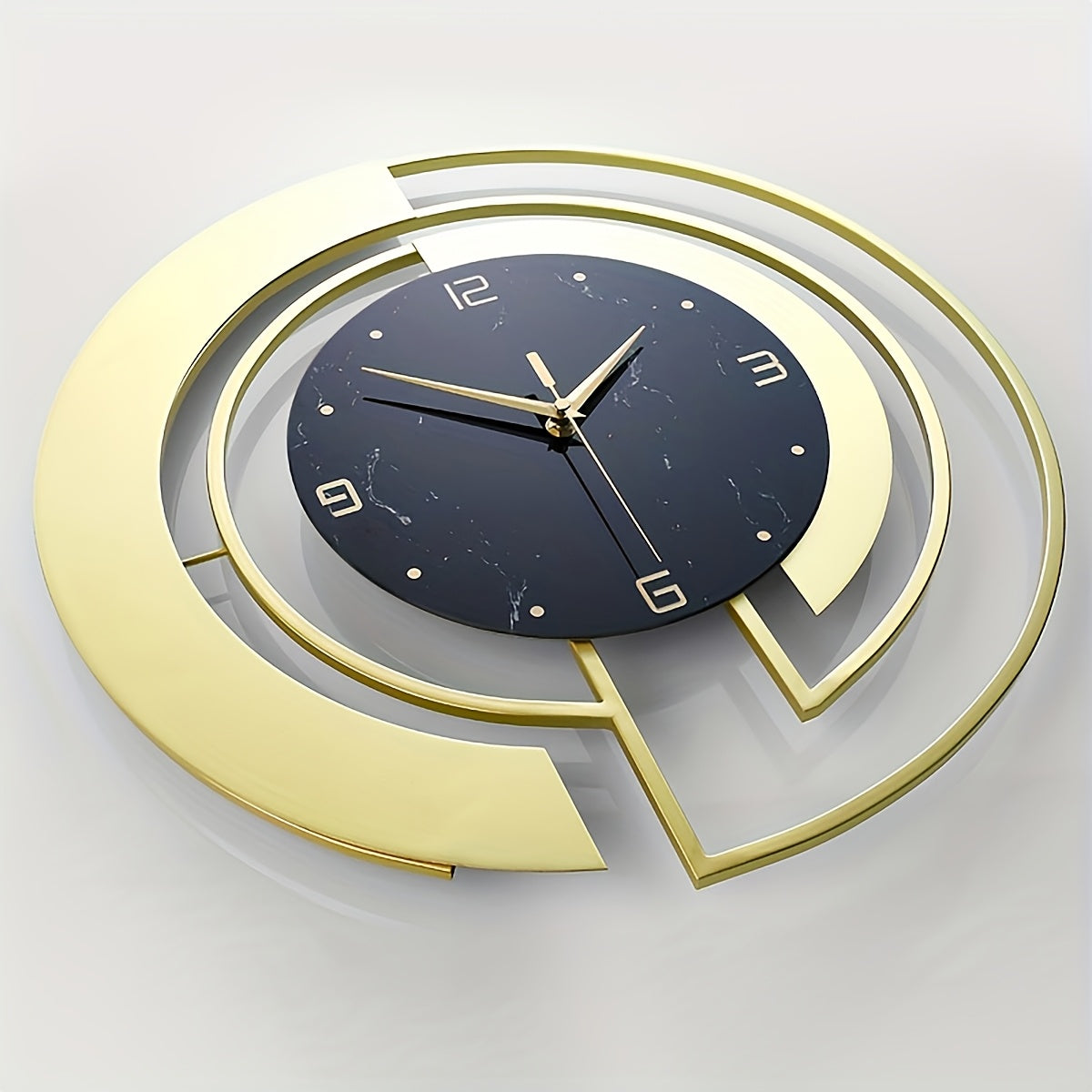 Creative Geometric Metal Wall Clock, Silent Art Decor for Living Room and Bedroom, Battery-Powered, Round Shape, AA Battery Required (Not Included) - Mi-Yi, Wall Clock Living Room