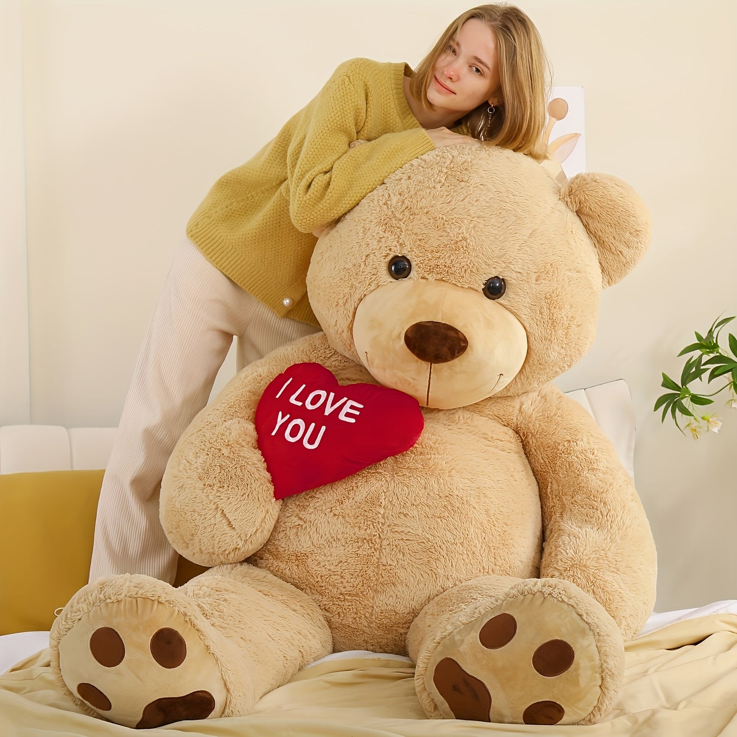 Giant Teddy Bear 6ft Stuffed Animals - "I Love You"Red Heart Jumbo Human Size Teddy Bear for Girlfriend, Boyfriend, Wife, Lover-Birthday, Anniversary, Valentines, Or Long Distance