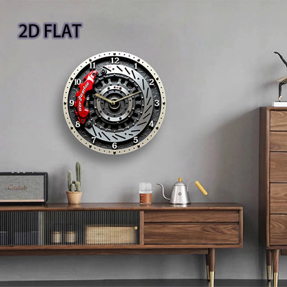 1pc 12-Inch Silent Non-Ticking Racing Brake Disc Wall Clock - Modern Motorsport Decor with Red Brake Disc Design, Quartz Movement, Acrylic Construction - for Living Room, Garage, Office, for Man Cave - Perfect Racing Car Enth