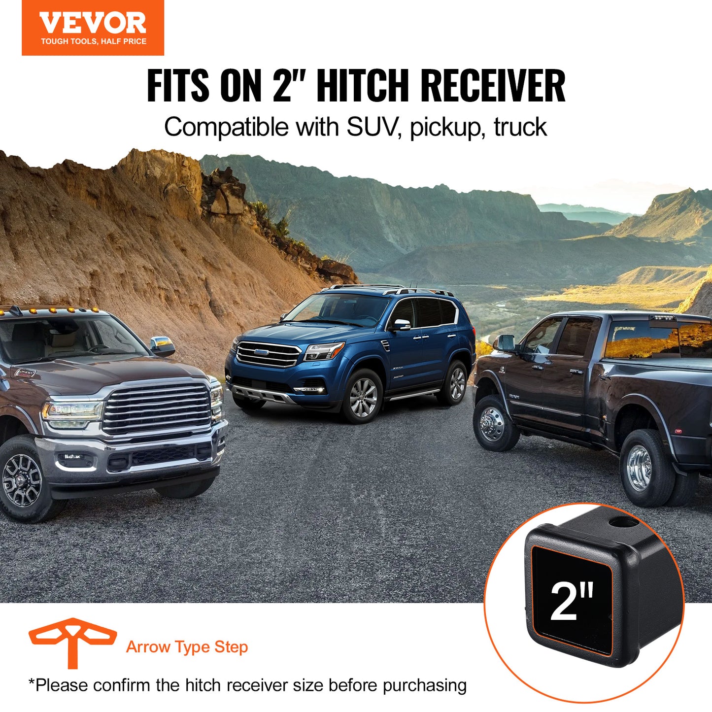 VEVOR Hitch Step for 2" Receiver Universal Trailer Tow Rear Bumper Guard Steel Arrow/elbow type