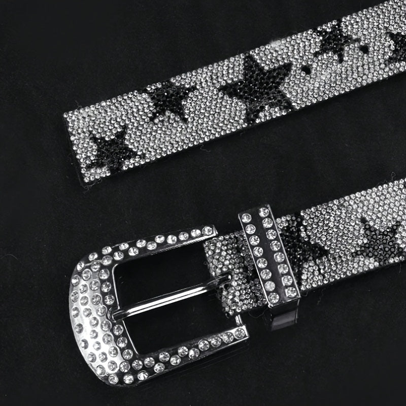 1pc Men'S Multi-Color Shiny Star Element Y2K Street Fashion Belt - Rhinestone Studded, Alloy Buckle, Perfect for Summer Casual, Outdoor Activities, Travel, Graduation Gifts, or Daily Wear