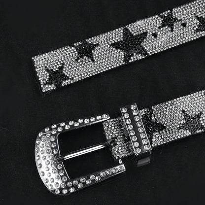 1pc Men'S Multi-Color Shiny Star Element Y2K Street Fashion Belt - Rhinestone Studded, Alloy Buckle, Perfect for Summer Casual, Outdoor Activities, Travel, Graduation Gifts, or Daily Wear