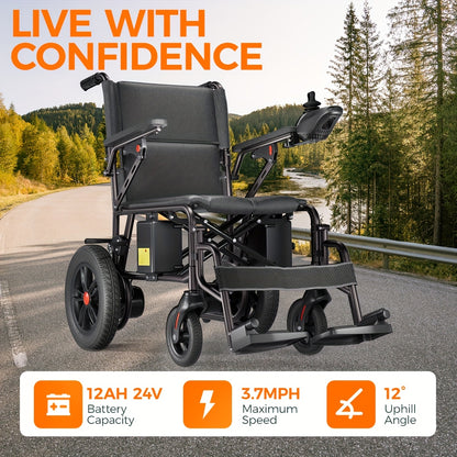 All-Terrain Foldable Smart Chair - 15+ Miles Range, 360° Smart Joystick, Dual Motor Power! for Seniors & Adults
