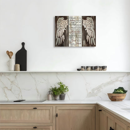 Room Decor 1pc Rustic Angel Wings Wooden Framed Canvas Art, 11.8X15.7Inch Inspirational Quote Wall Decor, Woven Memory Print for Living Room, Bedroom, Kitchen, Home & Office, Bachelor Party Festival Gift Idea